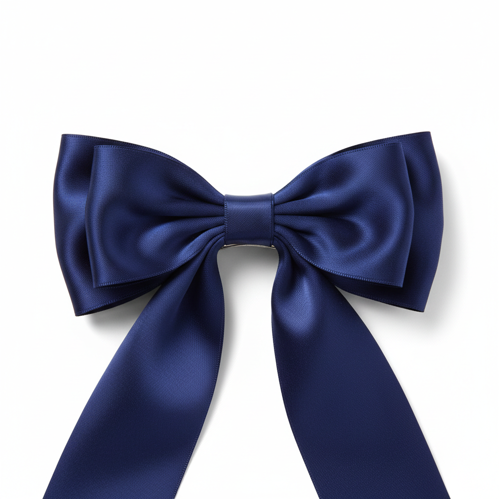 Navy Blue Satin Bow Hair Clip