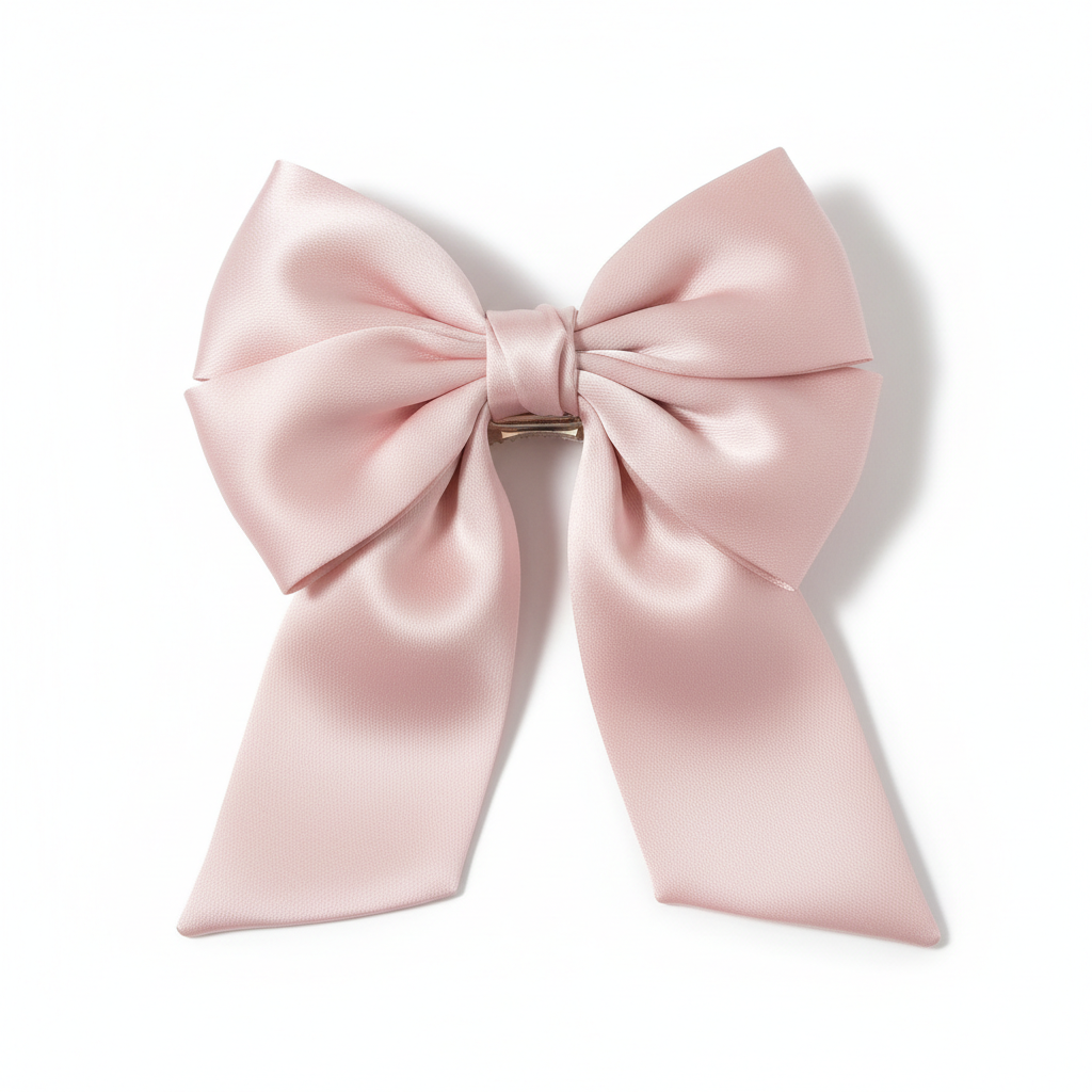 Blush Pink Satin Bow Hair Clip